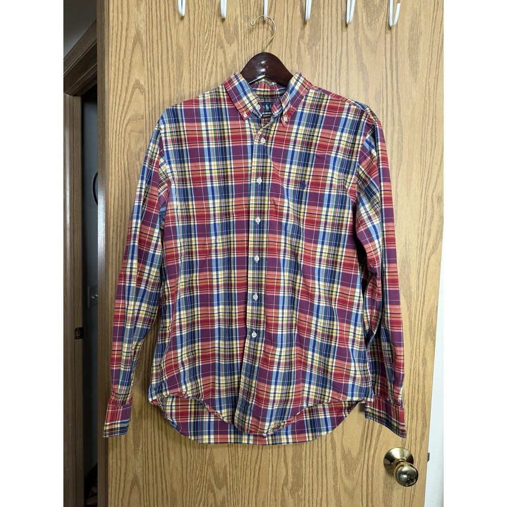 Vintage Ralph Lauren Men's Classic Fit Multicolored Button Up Dress Shirt Size L
